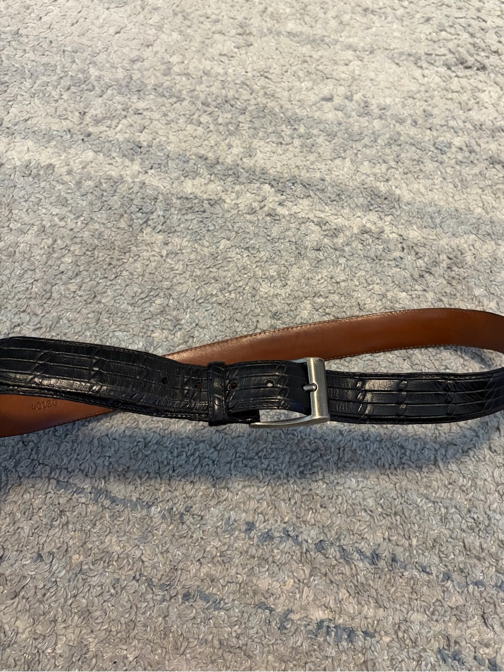 Johnston & Murphy Alligator Embossed Leather Belt Sz 38 Made in USA